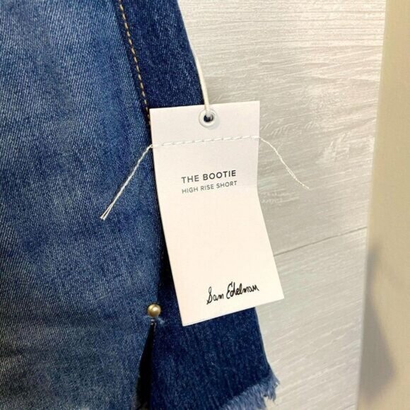 Sam Edelman Denim High Rise Shorts Women's Frayed Raw Hem Casual Jeans Shorts - Picture 7 of 11